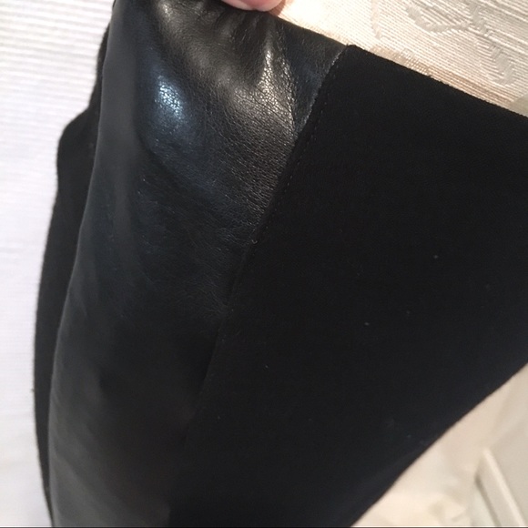 Balenciaga Leather Wool Stretch Pencil Midi Skirt - Picture 3 of 8